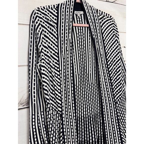 ZOZO Cardigan Sweater White Navy Size SM Preppy Chic - Picture 5 of 5